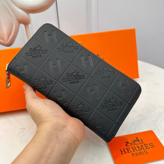 H Black Embossed Leather Wallet