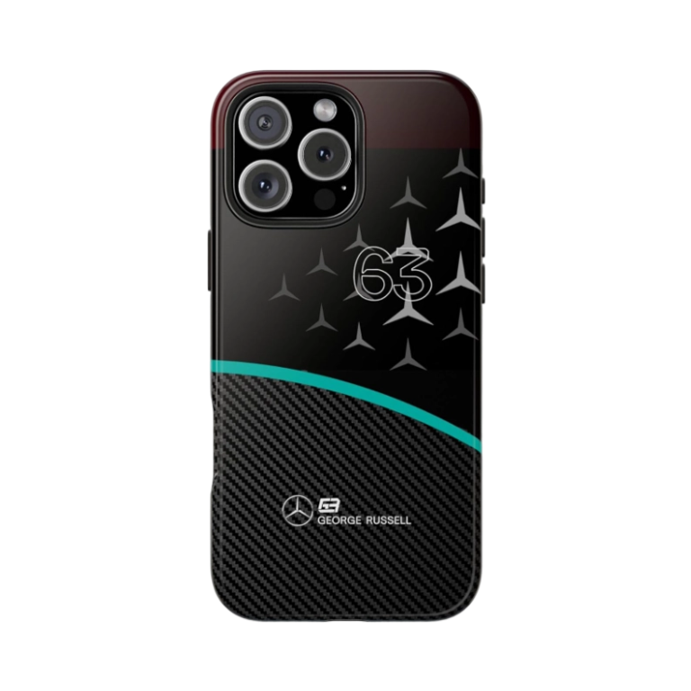 Det ultimate Mercedes F1 Russell 63 Carbon Fiber telefondeksel for iPhone