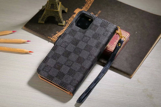 Lou Monogram Wallet Case für Samsung – Schwarzes Schachbrettmuster