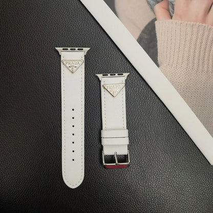 Dubbel triangel Monogram Etikett Läder Apple Watch Band