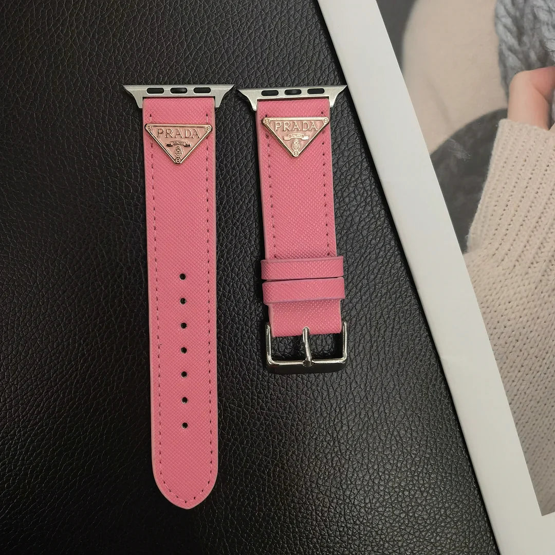 Dubbel triangel Monogram Etikett Läder Apple Watch Band