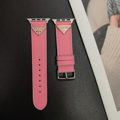 Dubbel triangel Monogram Etikett Läder Apple Watch Band
