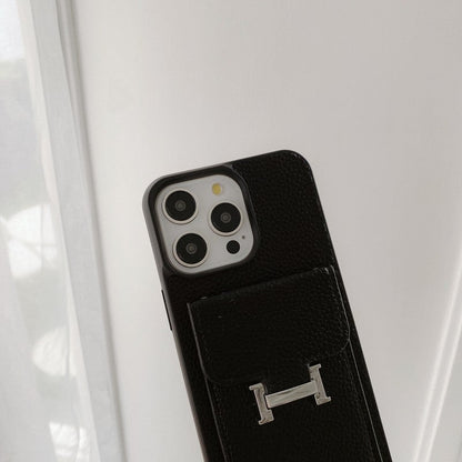 Bolsa de cartão H capa de couro crossbody para iPhone