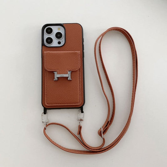 H Card Bag Nahkainen Crossbody iPhone-kotelo