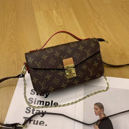 Vintage Lock Chain Skuldertaske – Klassisk Monogram Design