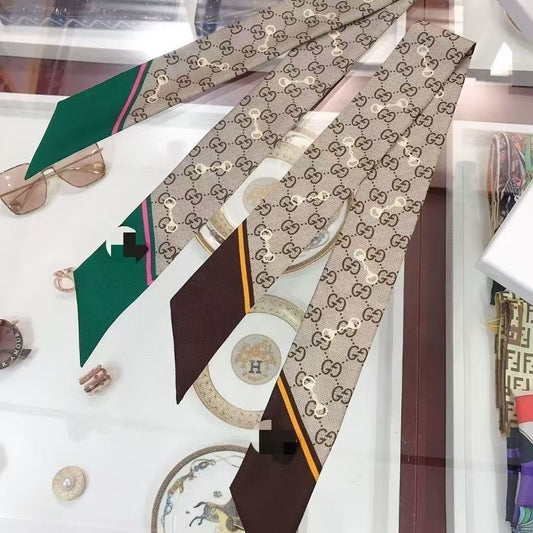 Luxury Silk Twilly Scarf Handle Ribbon – Elegant Bag & Hair Accessory