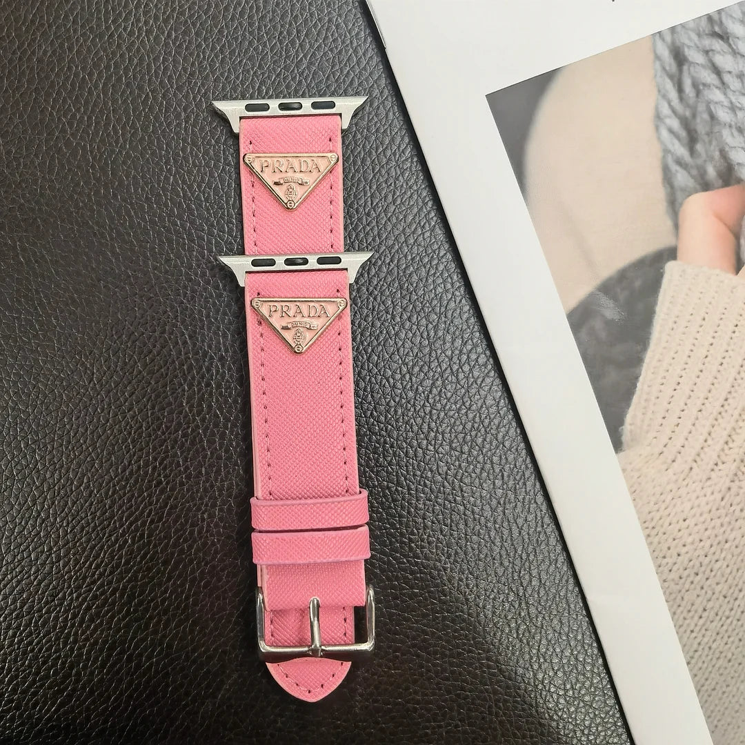 Dubbel triangel Monogram Etikett Läder Apple Watch Band