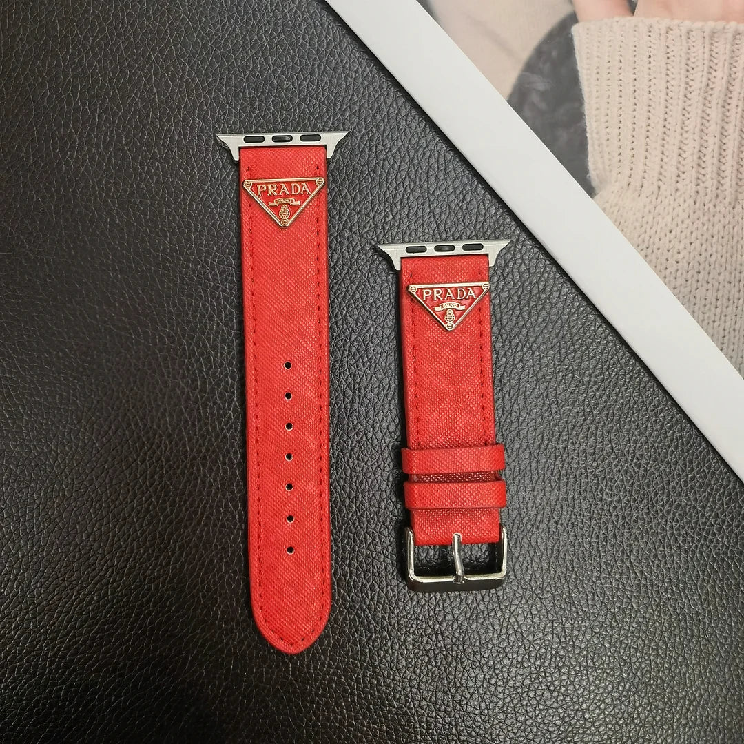 Dubbel triangel Monogram Etikett Läder Apple Watch Band
