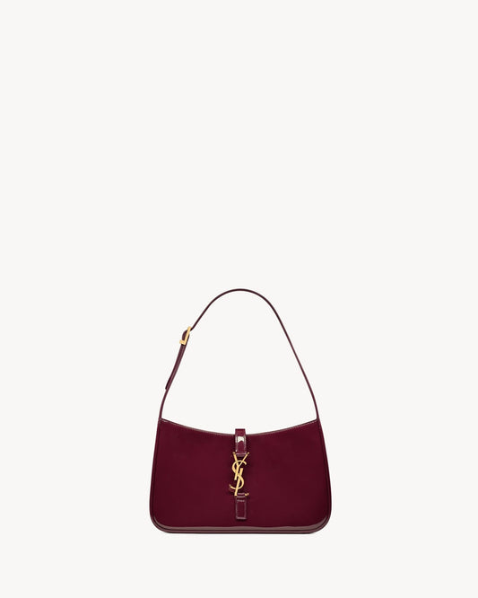 Saint Laurent Le 5 à 7 Patent Leather Hobo – Burgundy Elegance