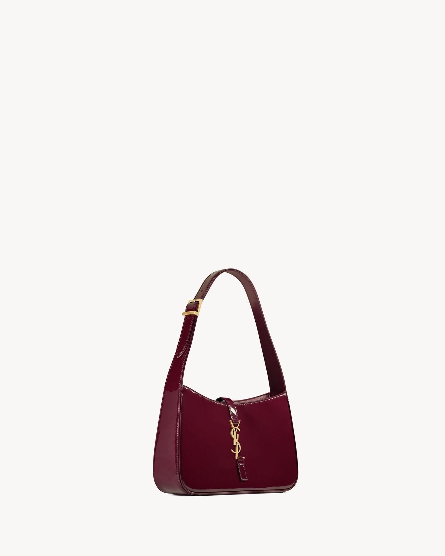 Saint Laurent Le 5 à 7 Patent Leather Hobo – Burgundy Elegance