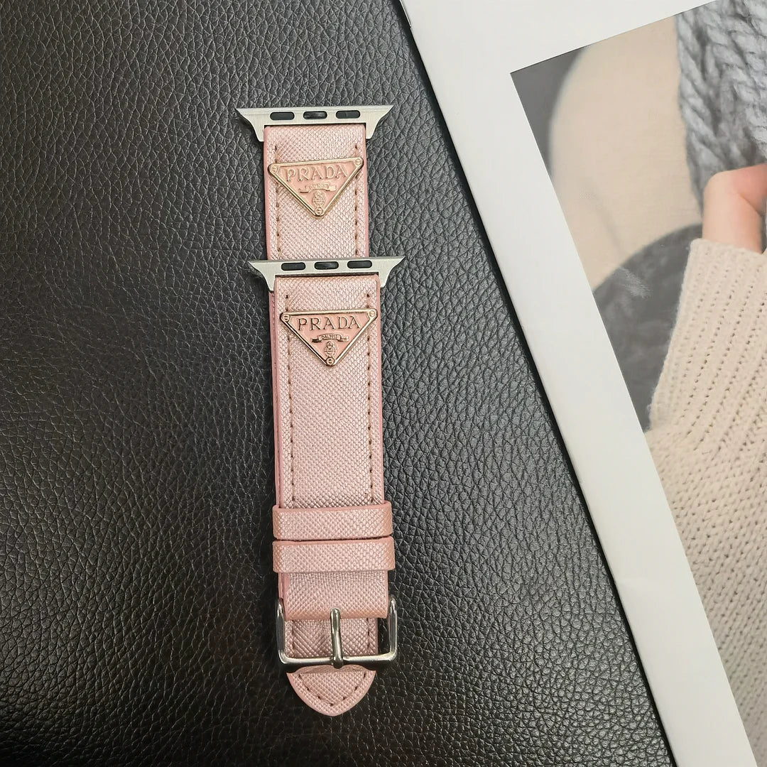 Dubbel triangel Monogram Etikett Läder Apple Watch Band