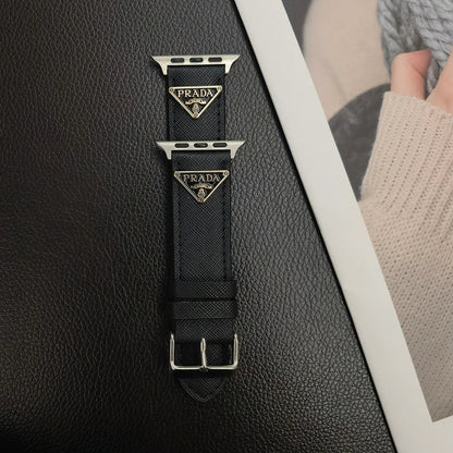 Dubbel triangel Monogram Etikett Läder Apple Watch Band