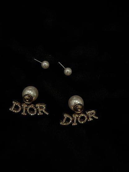 Orecchino con perla e diamanti D!0r con sacchetto regalo e scatola