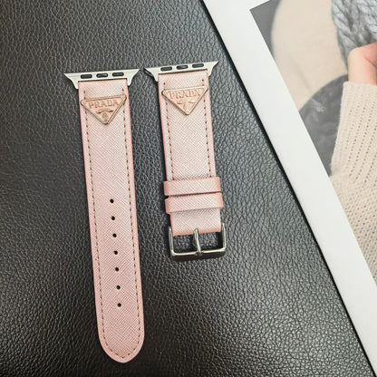 Dubbel triangel Monogram Etikett Läder Apple Watch Band