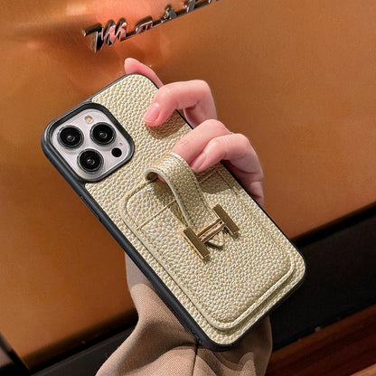 Capa de couro para iPhone com suporte para cartão H