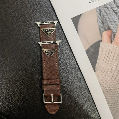 Dubbel triangel Monogram Etikett Läder Apple Watch Band