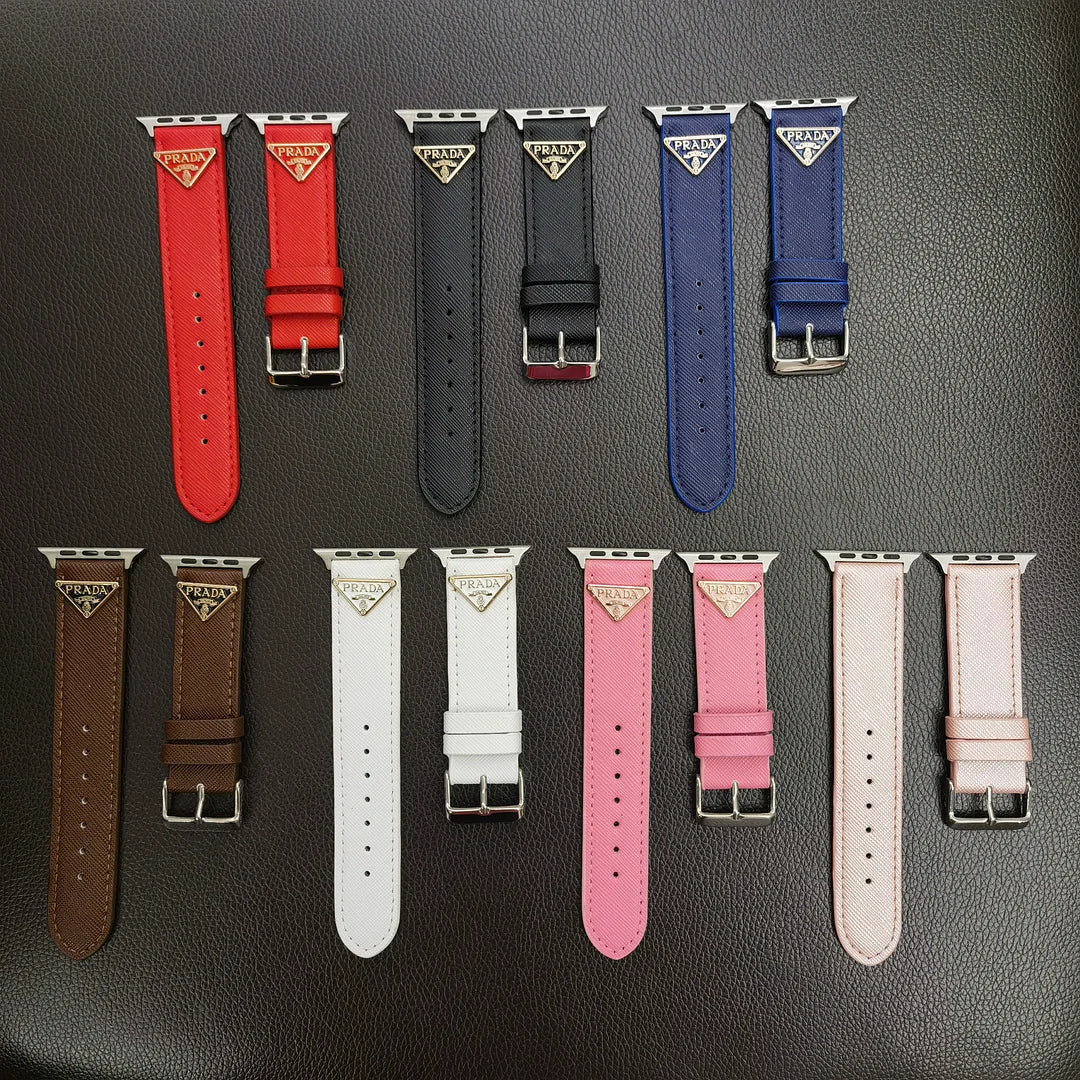 Dubbel triangel Monogram Etikett Läder Apple Watch Band