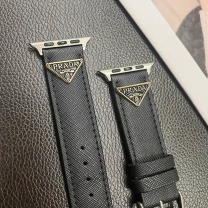 Dubbel triangel Monogram Etikett Läder Apple Watch Band