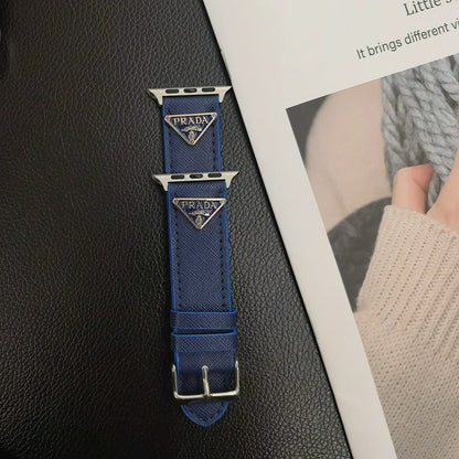 Dubbel triangel Monogram Etikett Läder Apple Watch Band