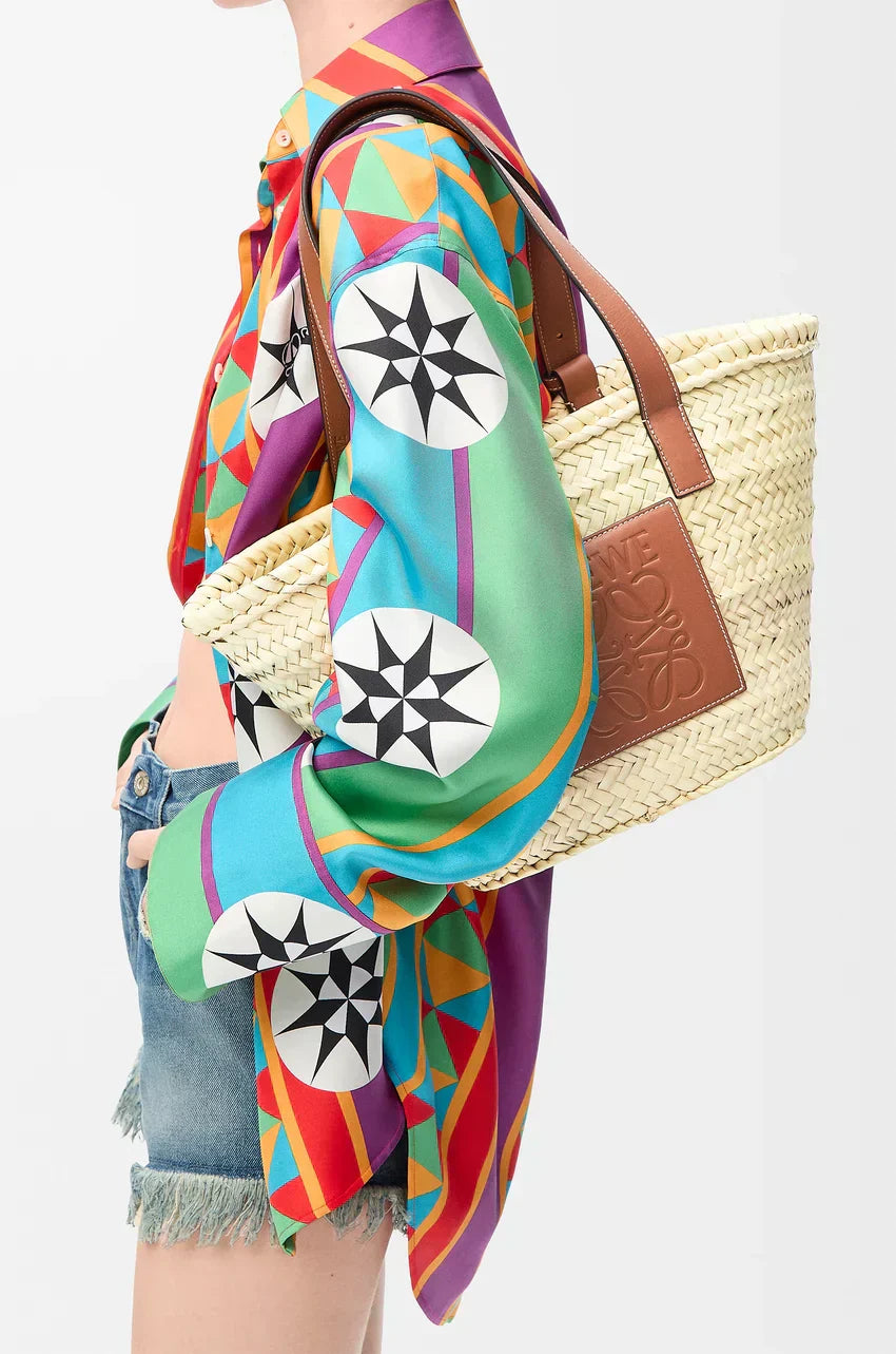 Lussuoso cestino LYW in foglia di palma e marrone chiaro naturale