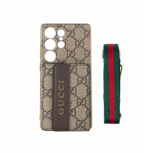 高級皮革三星手機殼，帶錢包和錶帶 W.