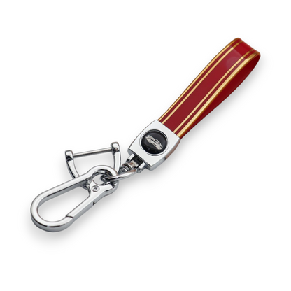 Universal bilnøkkelring i metall med gullkant TPU-snor