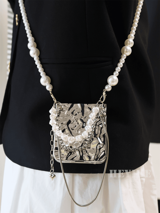 삼성 알루미늄 합금 질감 진주 크로스바디 갤럭시 Z 플립 6/5/4/3 케이스