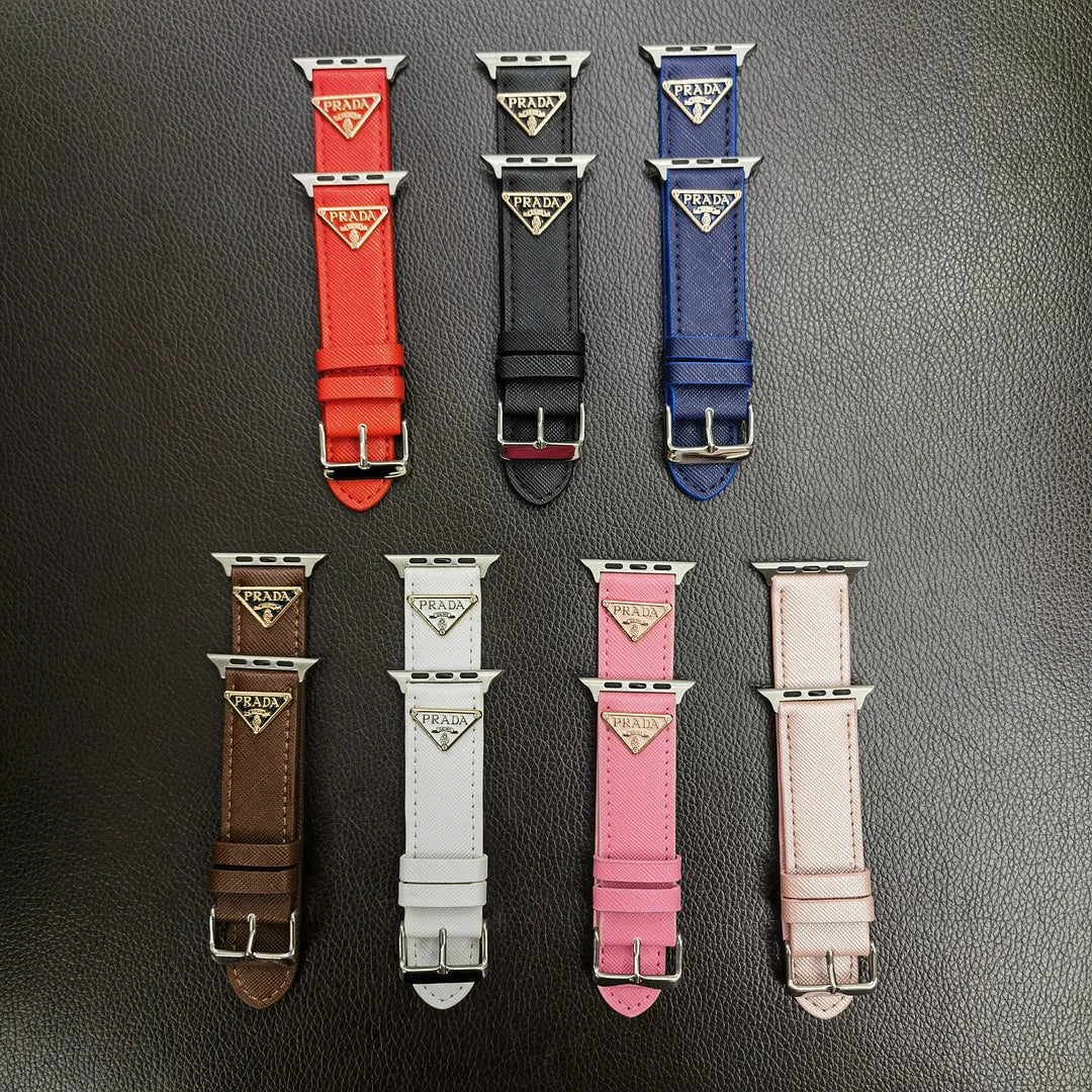 Dubbel triangel Monogram Etikett Läder Apple Watch Band