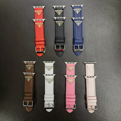 Dubbel triangel Monogram Etikett Läder Apple Watch Band