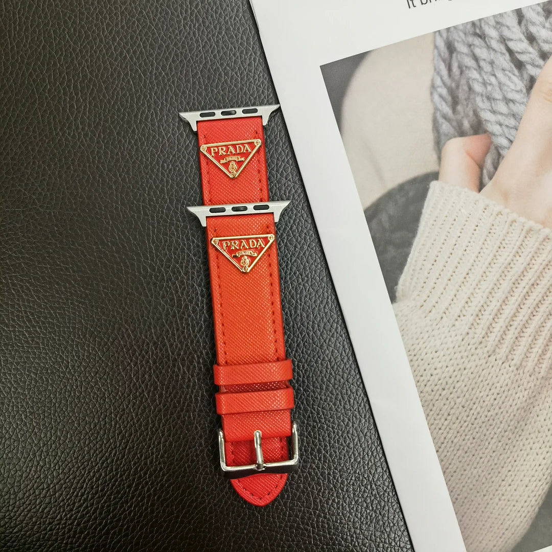 Dubbel triangel Monogram Etikett Läder Apple Watch Band
