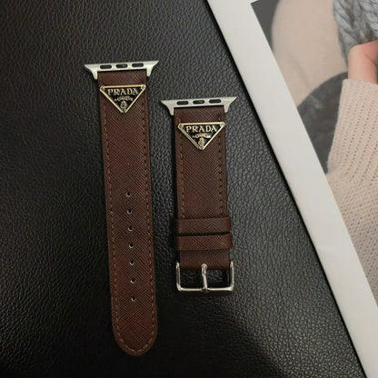 Dubbel triangel Monogram Etikett Läder Apple Watch Band