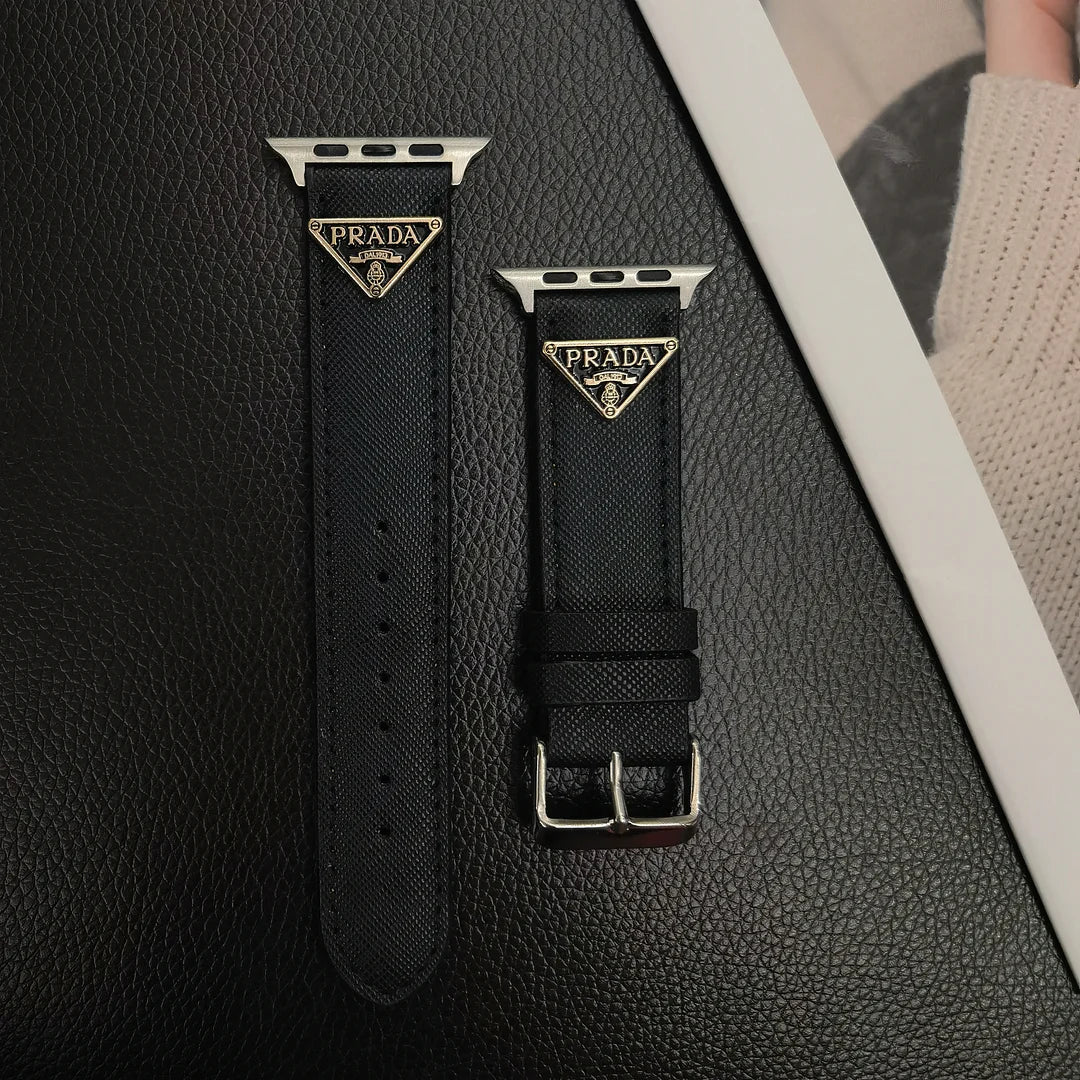 Dubbel triangel Monogram Etikett Läder Apple Watch Band