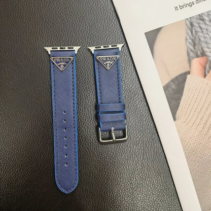 Dubbel triangel Monogram Etikett Läder Apple Watch Band