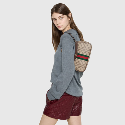 Lærredsmønstret skuldertaske