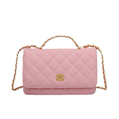 鏈條錢包閃亮小羊皮珍珠金色金屬