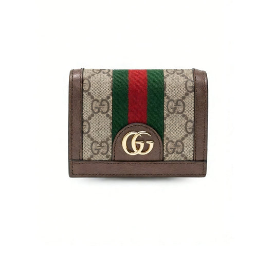 Ophidia GG Card Case Wallet Supreme Canvas Beige For Women‎ 4.3in/11cm 523155 96IWG 8745