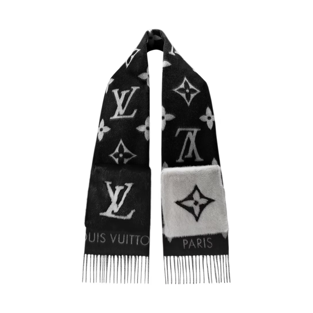 Bufanda de punto con monograma reversible de lujo