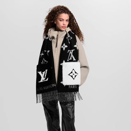 Bufanda de punto con monograma reversible de lujo