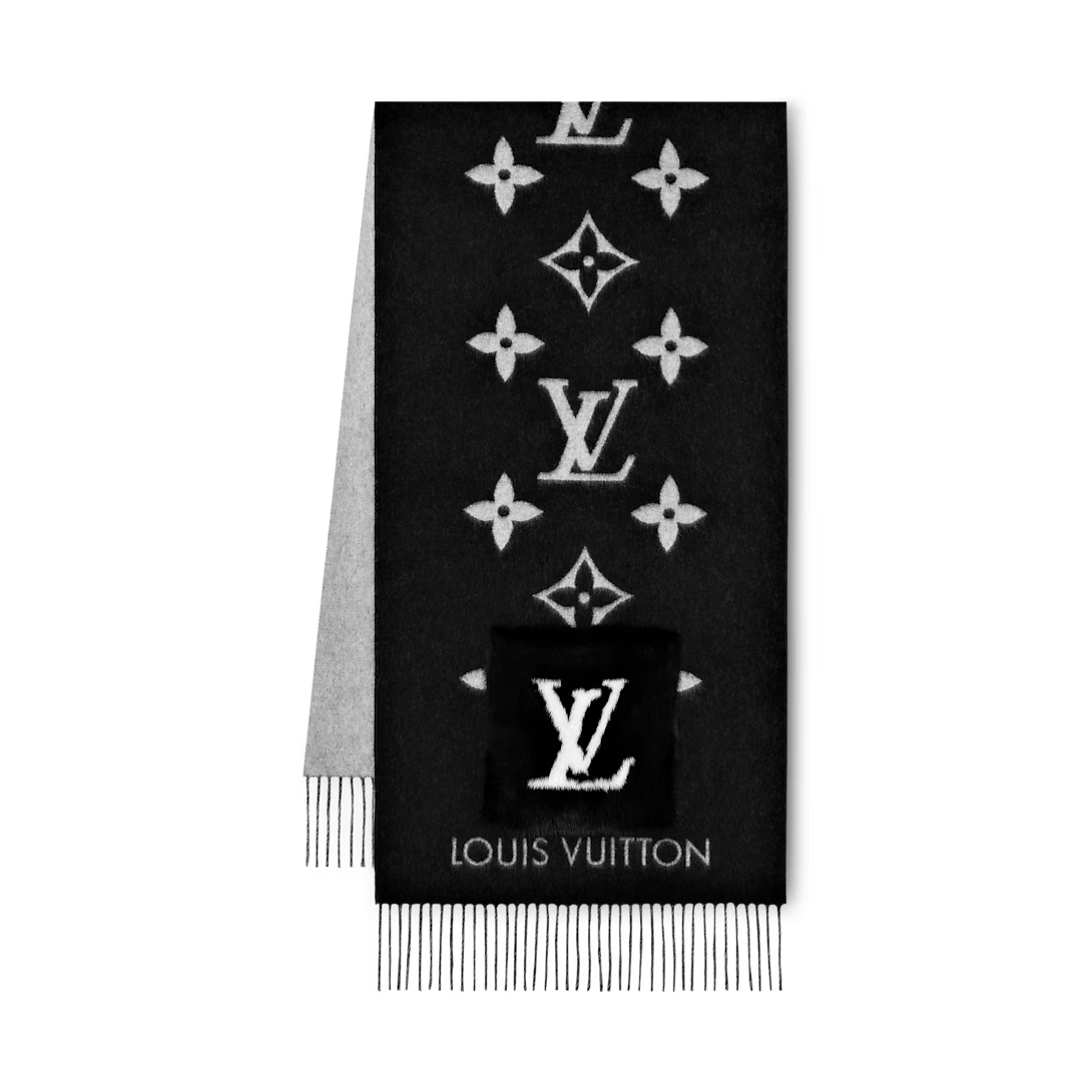 Bufanda de punto con monograma reversible de lujo