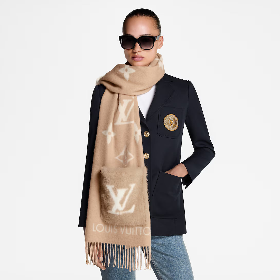 Bufanda de punto con monograma reversible de lujo