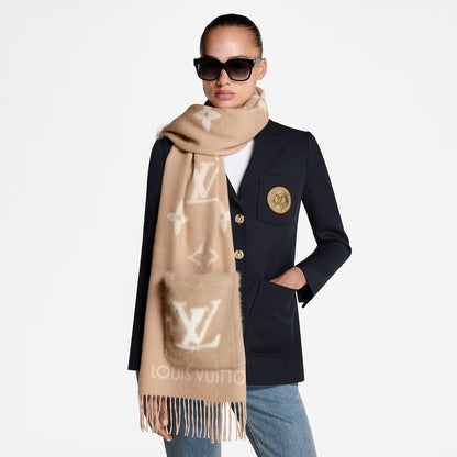 Bufanda de punto con monograma reversible de lujo