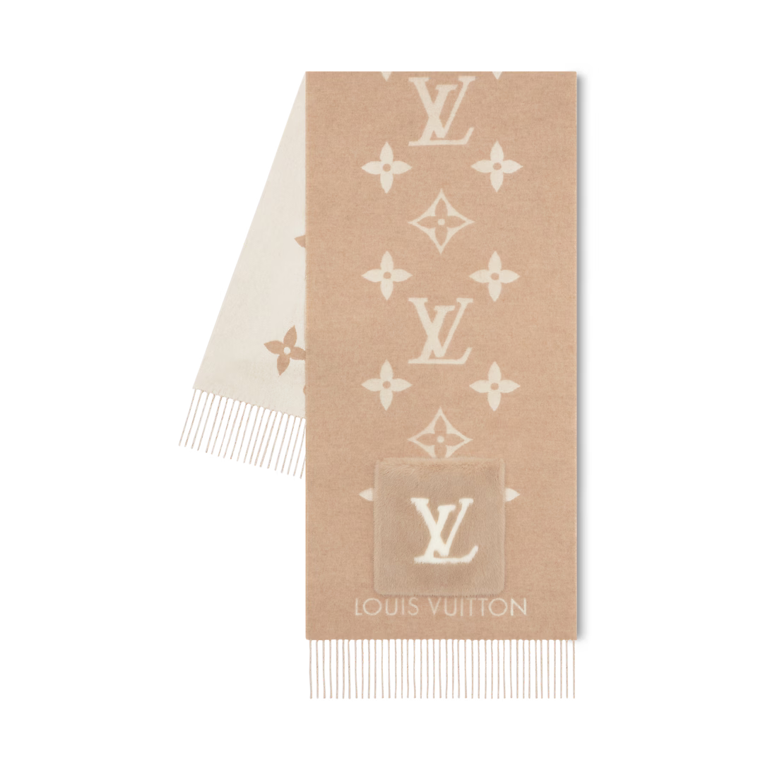 Bufanda de punto con monograma reversible de lujo